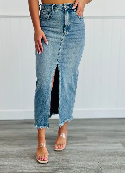 Denim Day Slit Pencil Skirt (Reg & Plus)