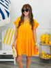 Gold Ruffle Sleeve Tiered Mini Dress (Reg. and Plus)