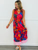 Red Tropical Floral Midi Dress (Reg & Plus)