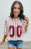 Striped Sequin Number Patch Boxy Top (Reg.)-3 Colors