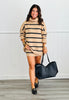Taupe Striped Turtleneck Sweater & Mini Skirt Set (Reg.)
