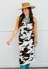 Queen Of Sparkles White & Brown Cow Print Midi Dress (Reg. & Plus)