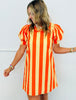 Orange/Yellow Striped Mini Dress (Reg.)