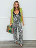Black Satin Zebra Print Cami Top & Pant Set (Reg.)