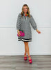 White/Black Polka Dot Knee Length Shift Dress (Reg & Plus)