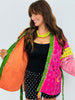 POL Green/Pink Multi Print Kimono Jacket (OS)