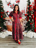 Red Organza Plaid Midi Dress (Reg)