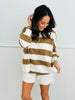 Khaki/White Striped Sweater Shorts (Reg.)
