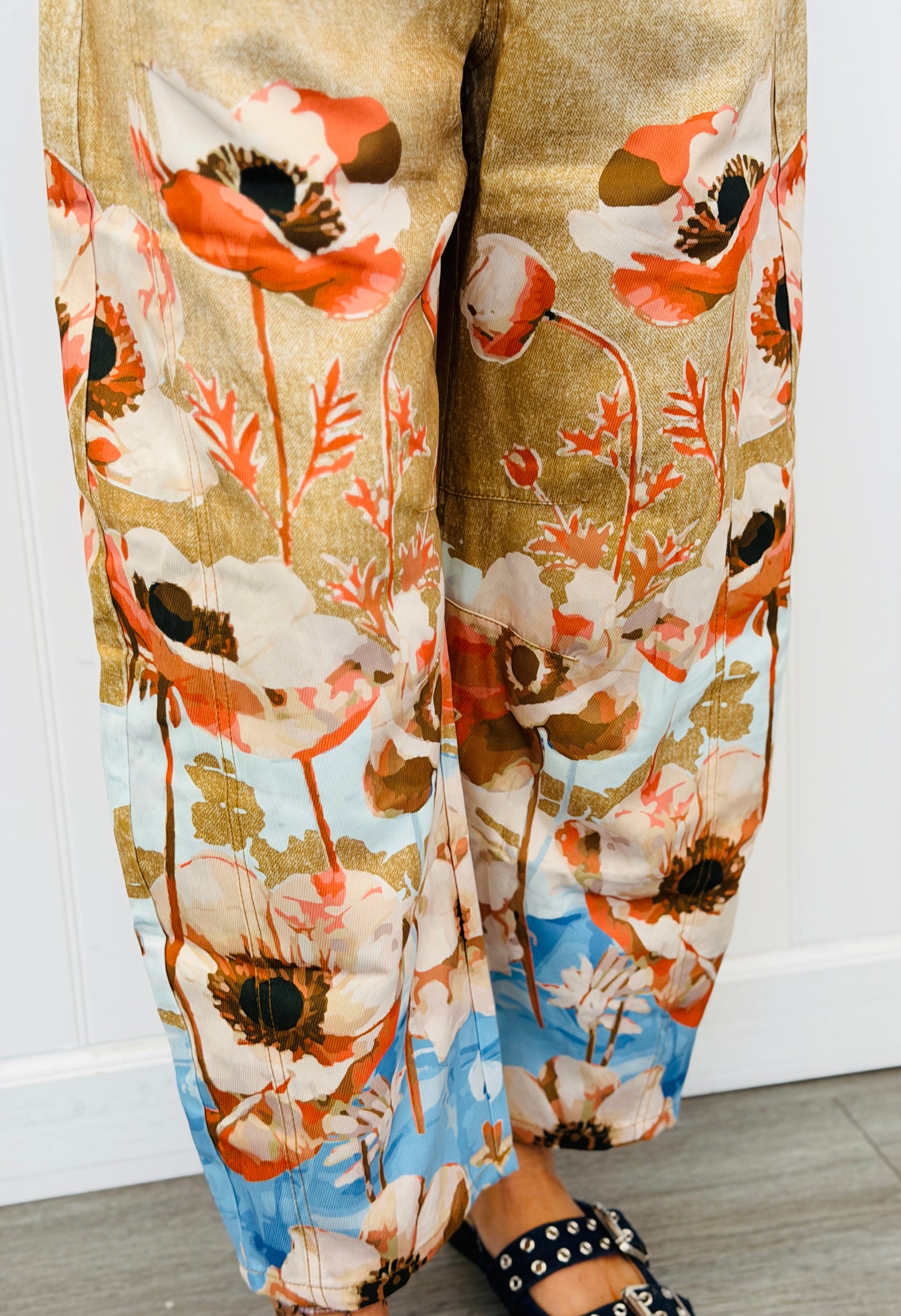 Camel Multi Sublimation Print Denim Look Pants (Reg & Plus)