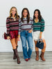 Contrast Collar Stripe Sweater Top (Reg.) - 3 Colors