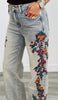 Washed Floral Rhinestone Embroidery Pants (Reg.)