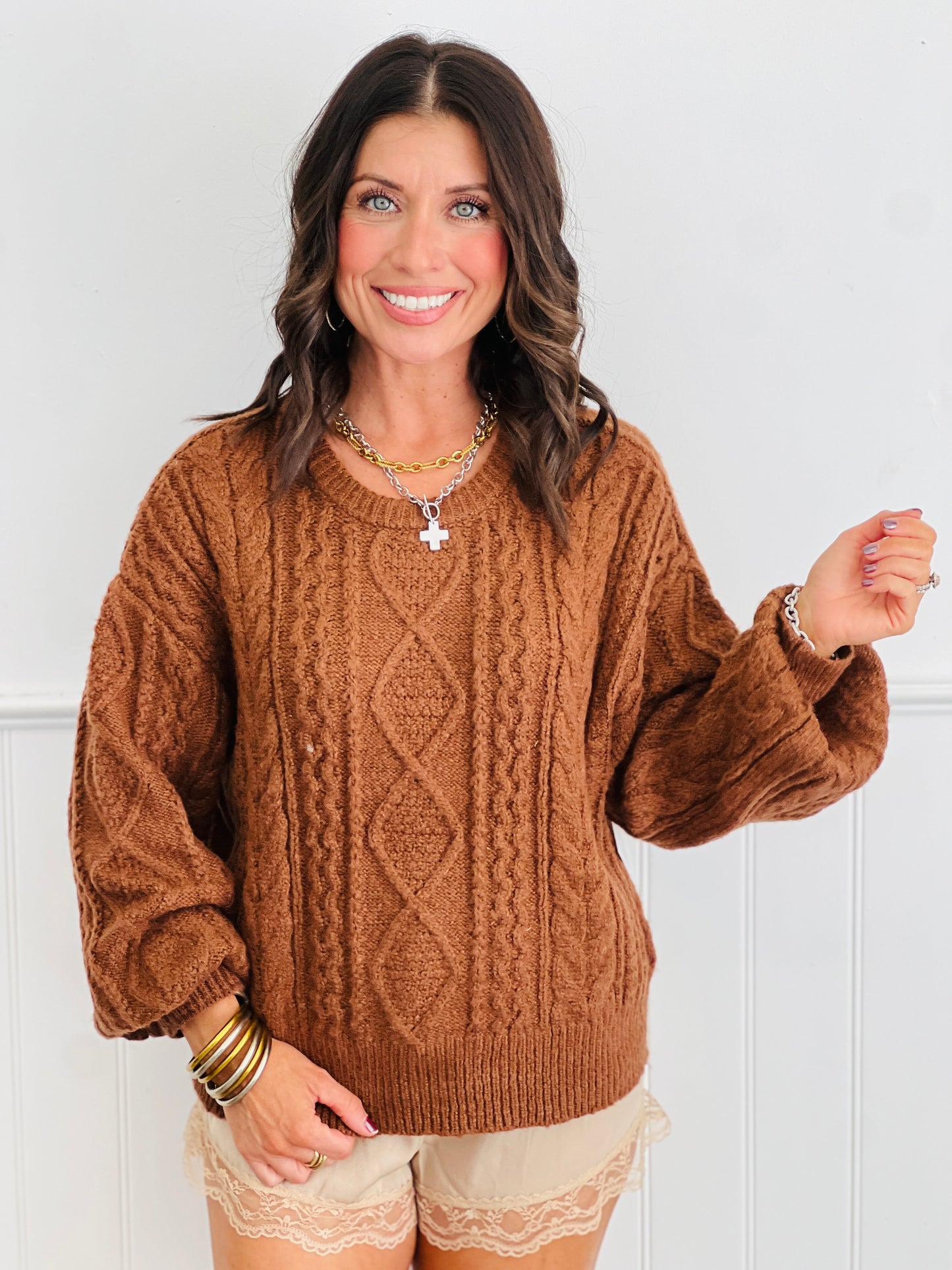 Cable Knit Sweater (Reg.) - 2 Colors