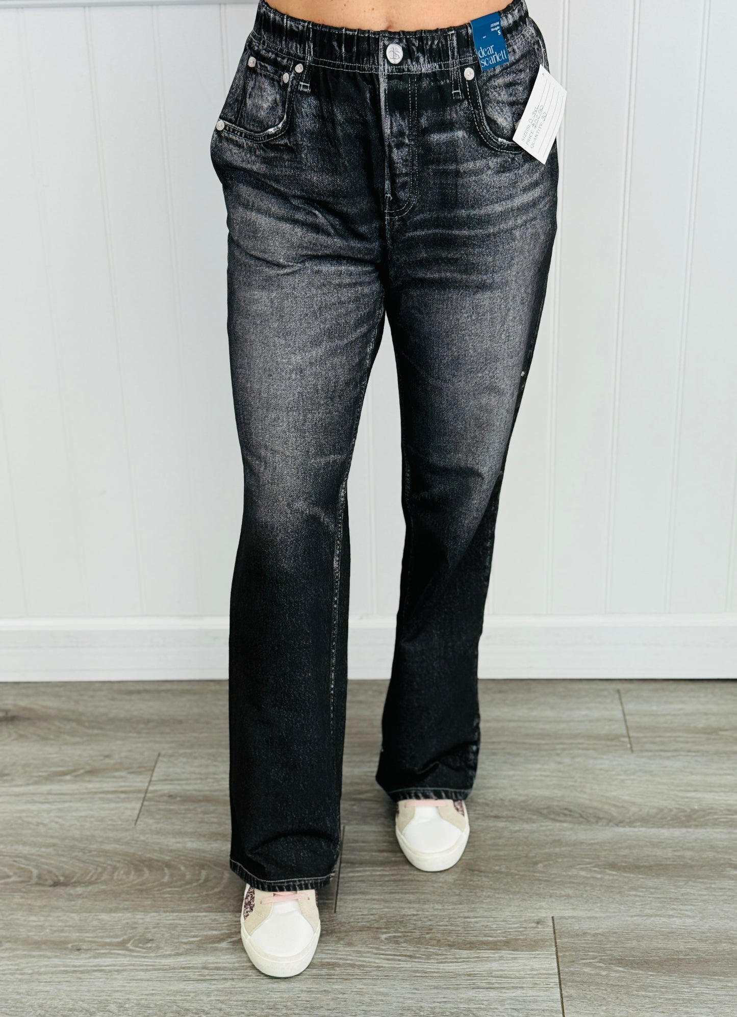 Dear Scarlett Charcoal Illusion Straight Leg Pants (Reg. and Plus)