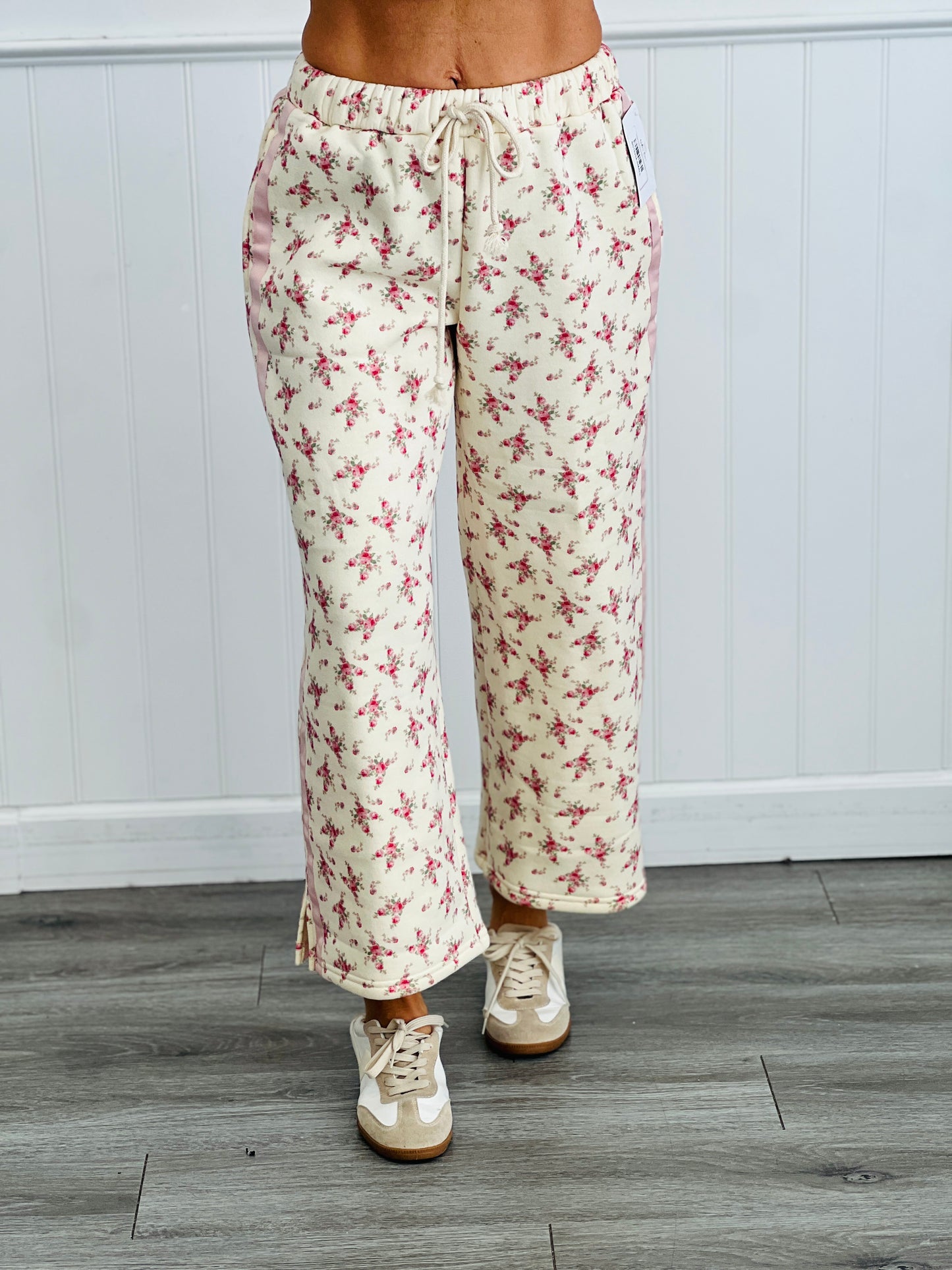 Cream Floral Heavy Fleece Pants (Reg.)