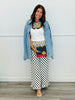 White/Black Polka Dot Ruffle Hem Pants (Reg. and Plus)
