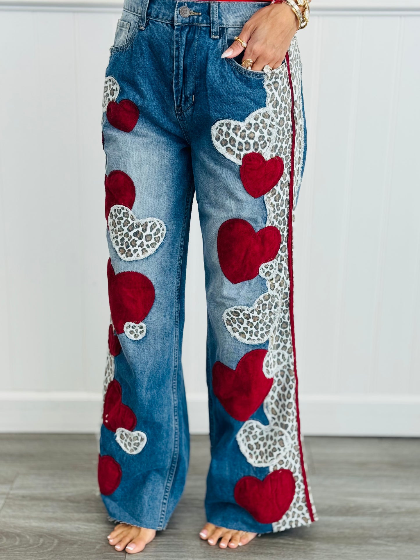 Oli & Hali Denim/Red Heart & Leopard Jeans (Reg.)