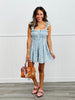 Denim Ditsy Floral Embroidery Romper (Reg)