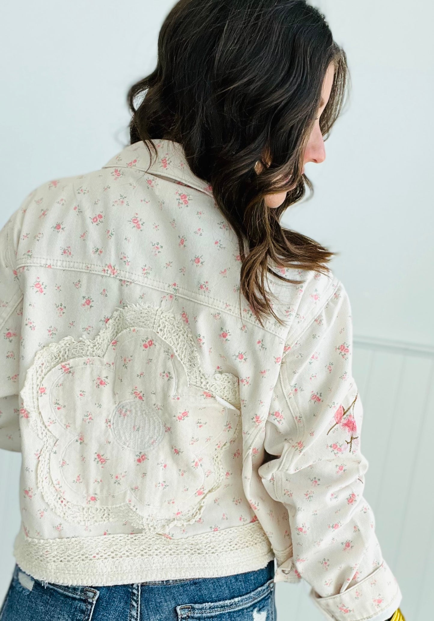 POL Cream Crochet Flower Patch Jacket (Reg)