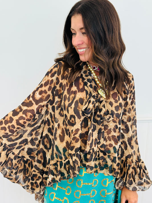 Leopard Printed Chiffon Blouse (Reg & Plus)