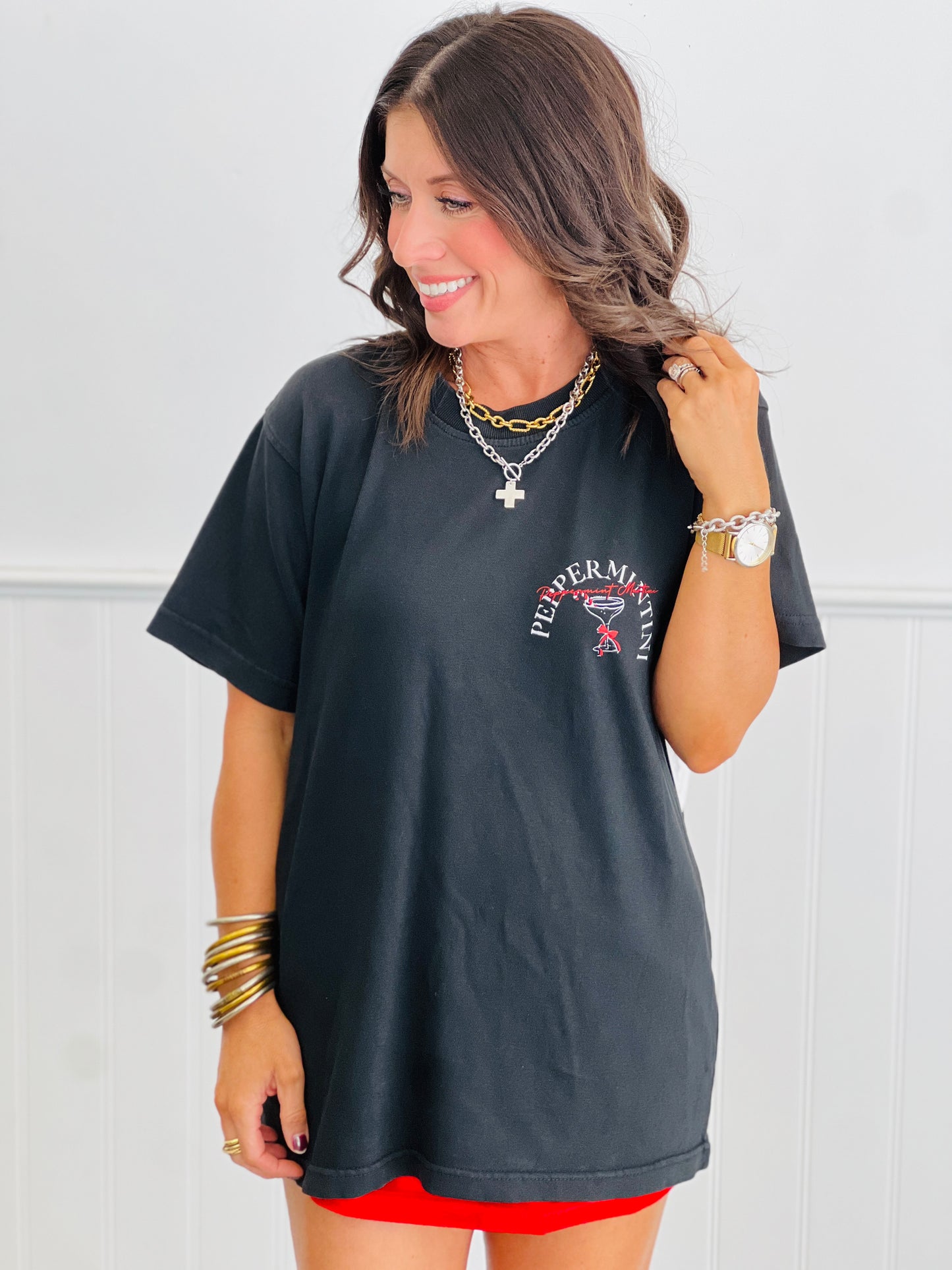 Peppermint Martini Mock Neck Tee (Reg. and Plus)