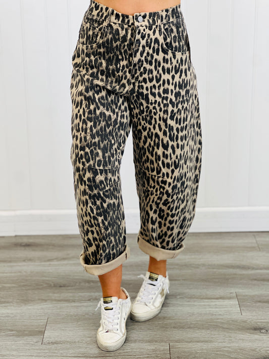 Chestnut Leopard Print Barrel Jeans (Reg.)