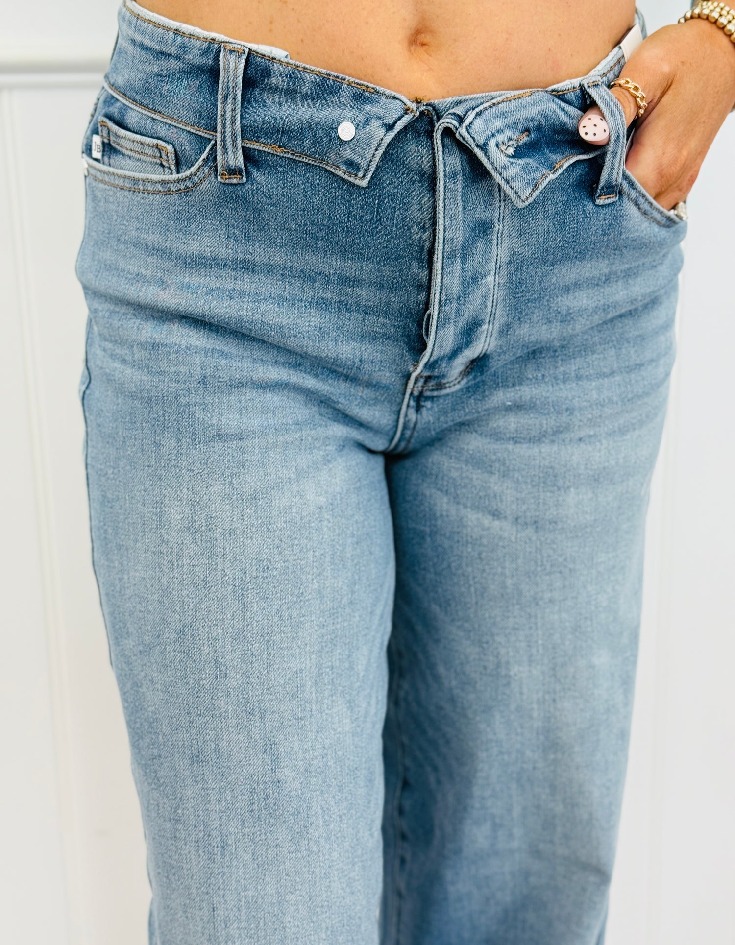 Judy Judy Blue ~ High Waist Vintage Wash Retro Wide Leg Jeans