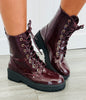 Wine Stepping Out Combat Boots
