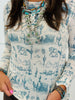 Blue Old West Rhinestone Mesh Top (Reg. and Plus)