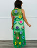 Queen Of Sparkles Green Cinco Flowers Mesh Midi Dress (Reg. & Plus)