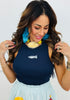Navy Beaded Fish Tank Top (Reg.)