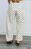 Cream Denim Polka Dot Barrel Pants (Reg.)