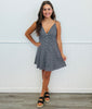 Blue Strappy Checkered Mini Dress (Reg & Plus)