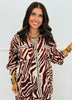 Wild Mirage Zebra Print Button Up Blouse (Reg & Plus)