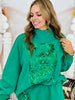 Queen Of Sparkles Green Card Logo Mock Neck Sweatshirt (Reg. and Plus)