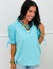 Blue Scalloped Edge Blouse (Reg.)