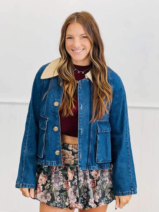 Denim/Oatmeal Double Closure Jacket (Reg.)