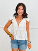 Collared Front Tie Sleeveless Blouse (Reg.)
