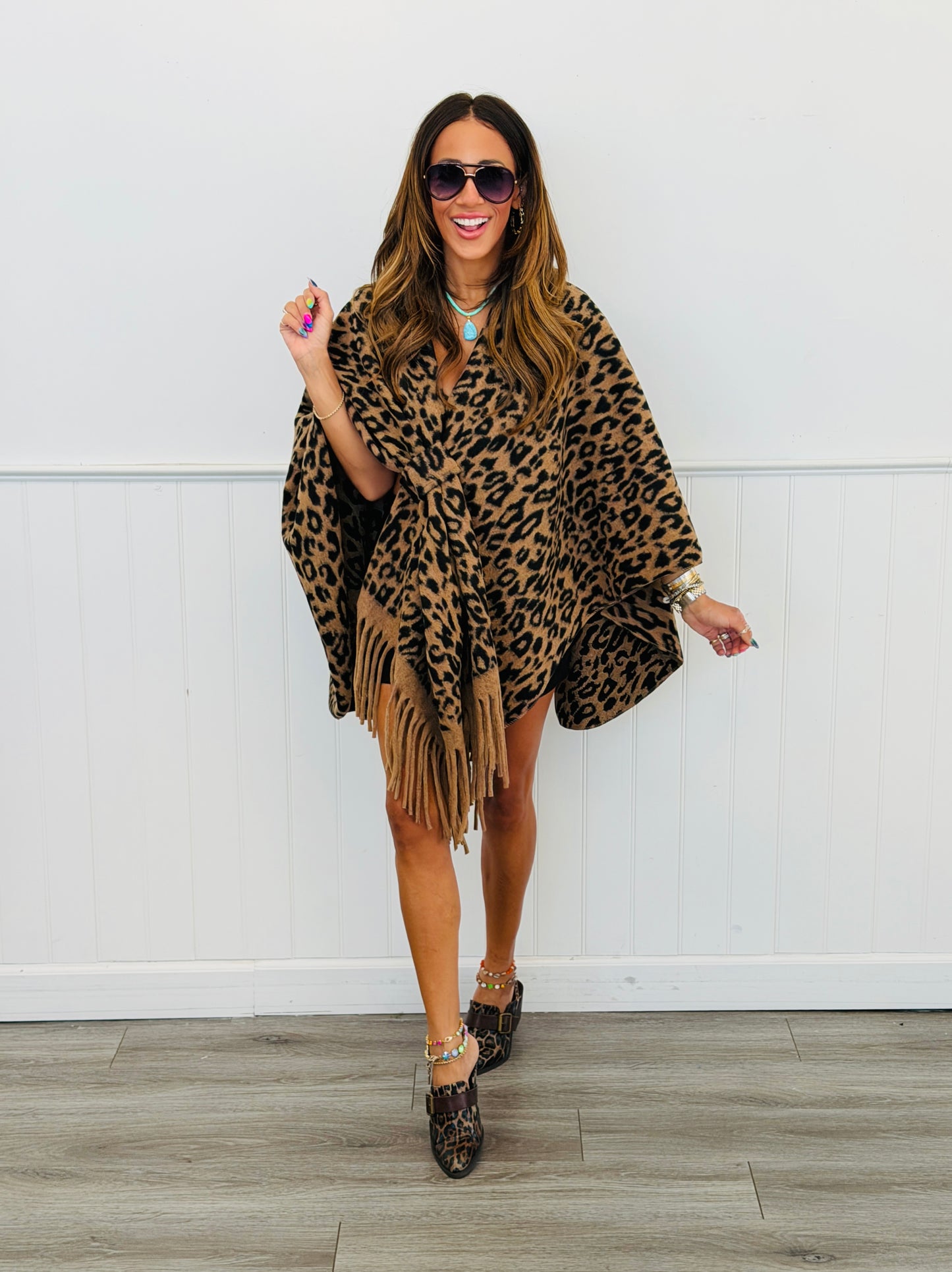 Leopard Wrapped in Style Poncho (OS)