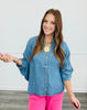 Denim V-Neck Button Up Top (Reg. and Plus)