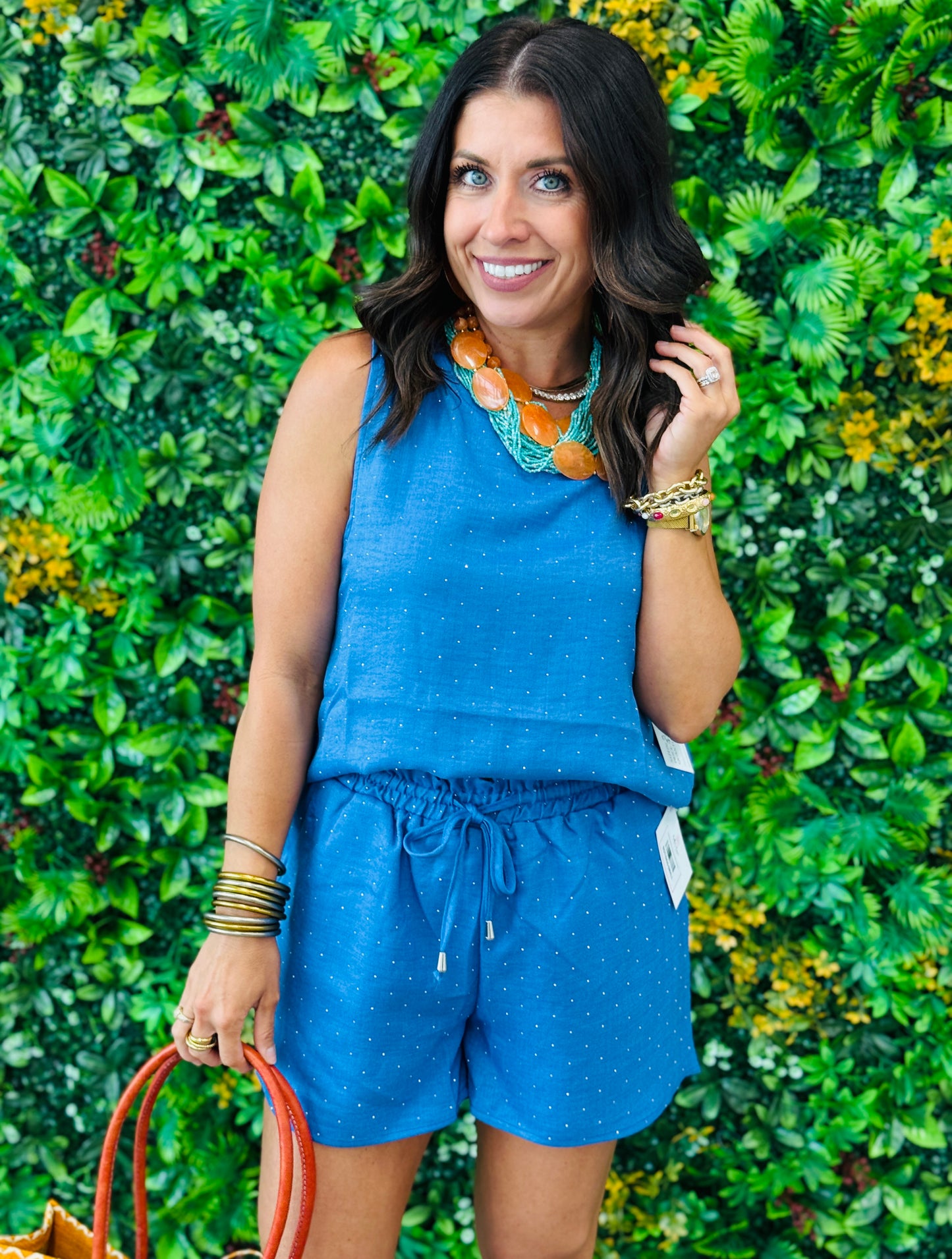 Denim Blue Rhinestone Pocket Shorts (Reg. and Plus)