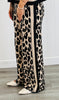 Black Leopard Print Side Stripe Pants (Reg. and Plus)