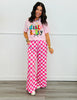 Pink/White Checkered Knit Pants (Reg & Plus)