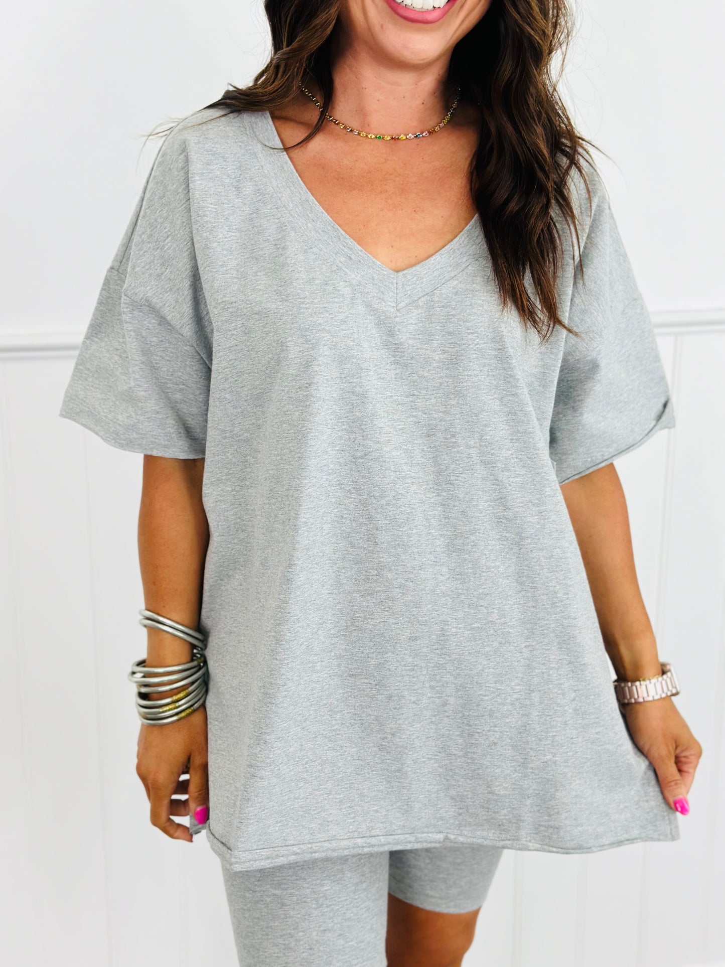 Oversized Reversible Short Sleeve Top (Reg. and Plus) - 2 Colors