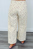 Cream Ditzy Maroon Barrel Pants (Reg. and Plus)
