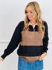 Color Block Ribbed Knit Henley Sweater Top (Reg. and Plus)