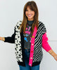 Black/Pink Leopard/Zebra Print Button Up Cardigan (Reg. and Plus)