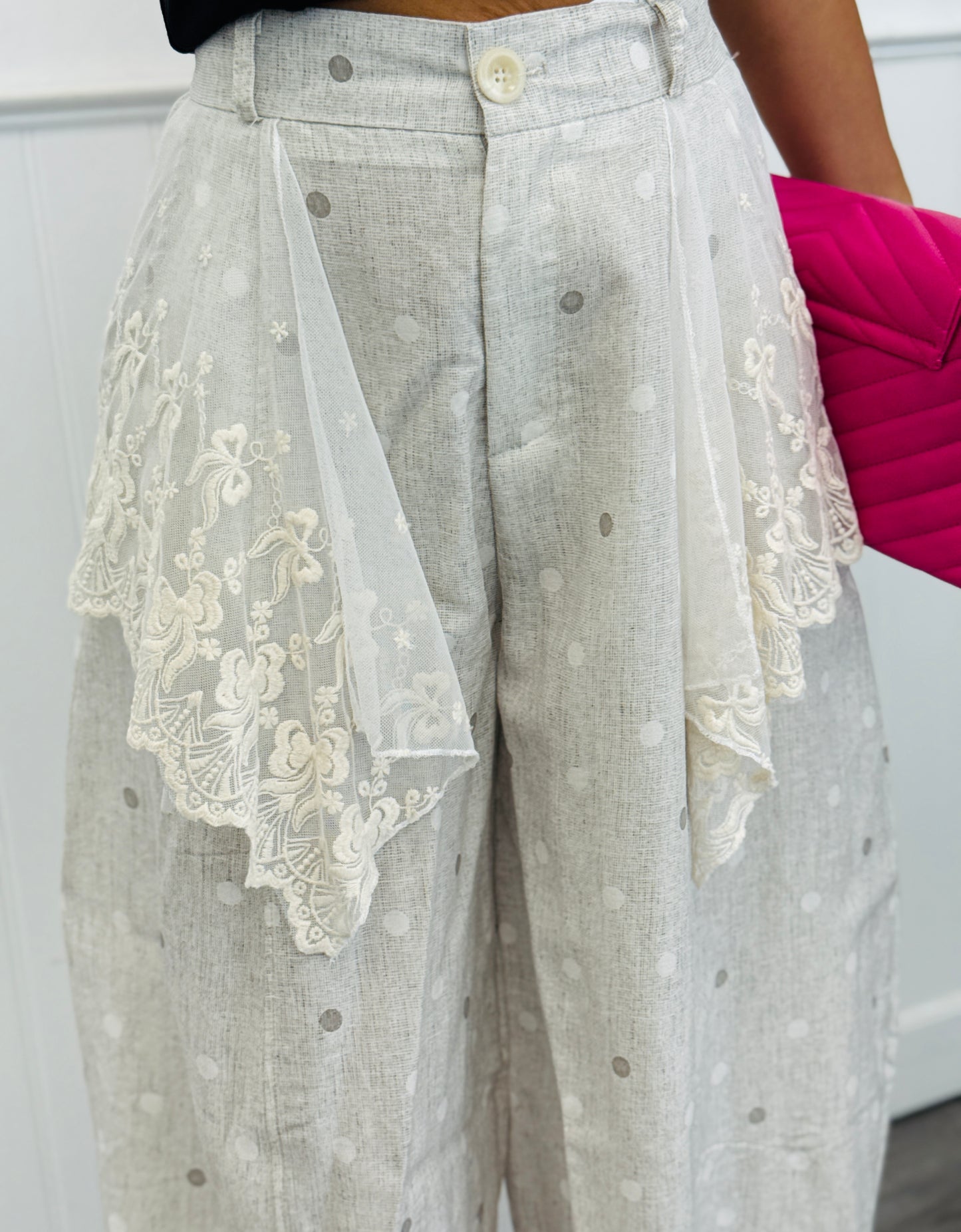 Beige Lace Polka Dot Pants (Reg.)