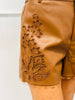 Leatherette Embroidered Lace Trim Shorts (Reg & Plus) - 2 Colors