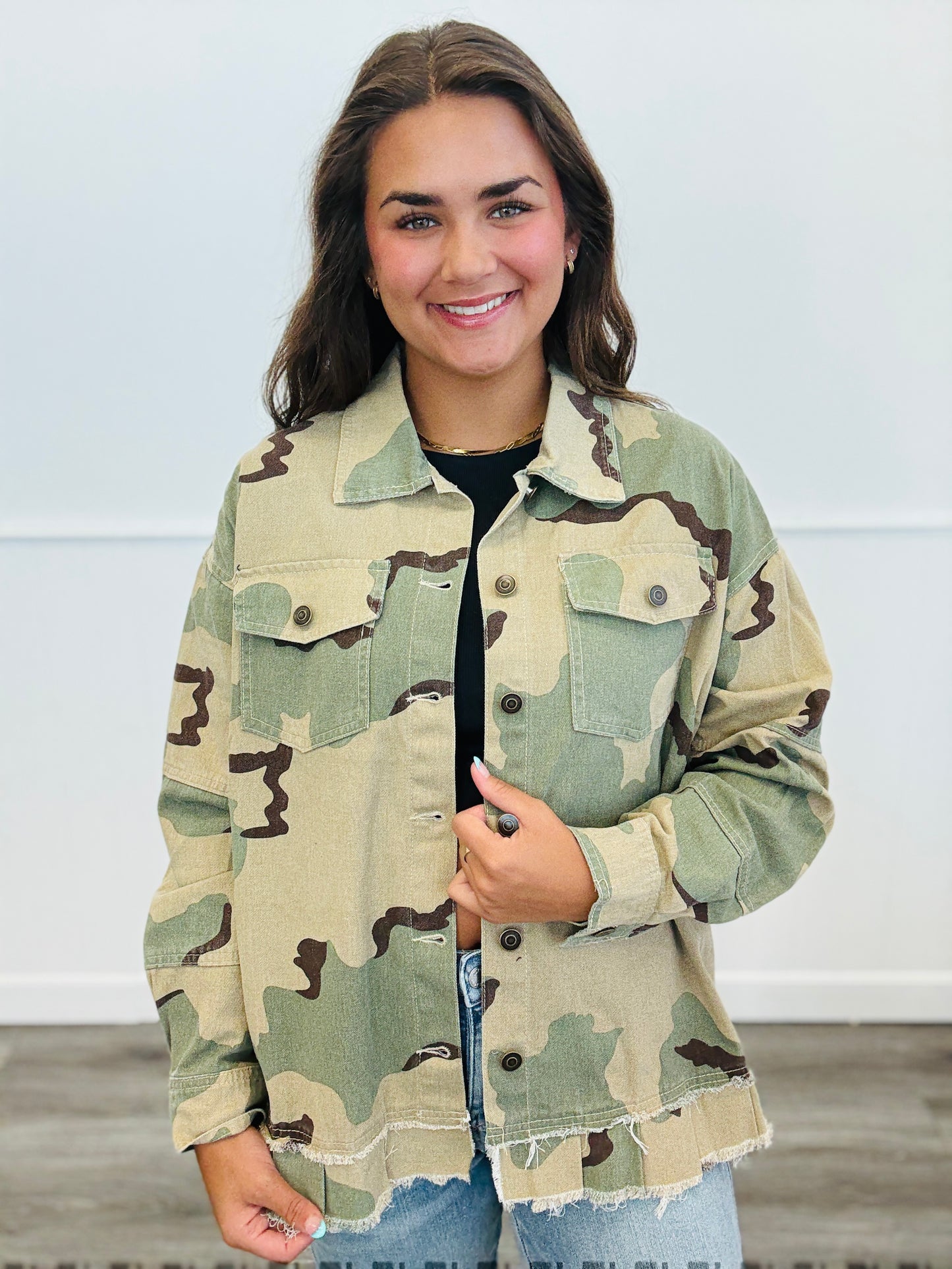 Camo Ruffle Hem Work Jacket (Reg.)