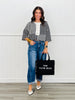 Black Mirror Image Striped  Blouse (Reg & Plus)